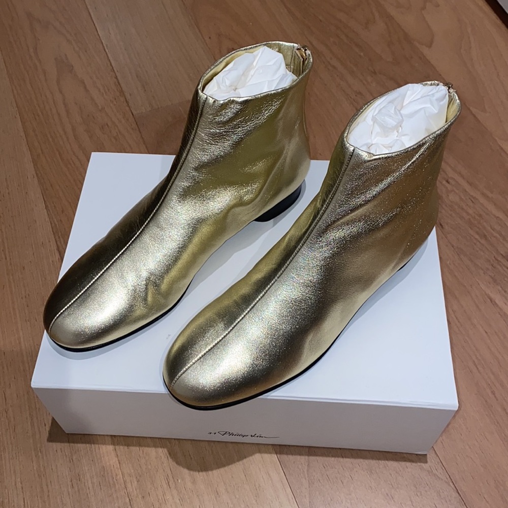 3.1 Phillip Lim Nadia Gold Metallic Leather Boot
